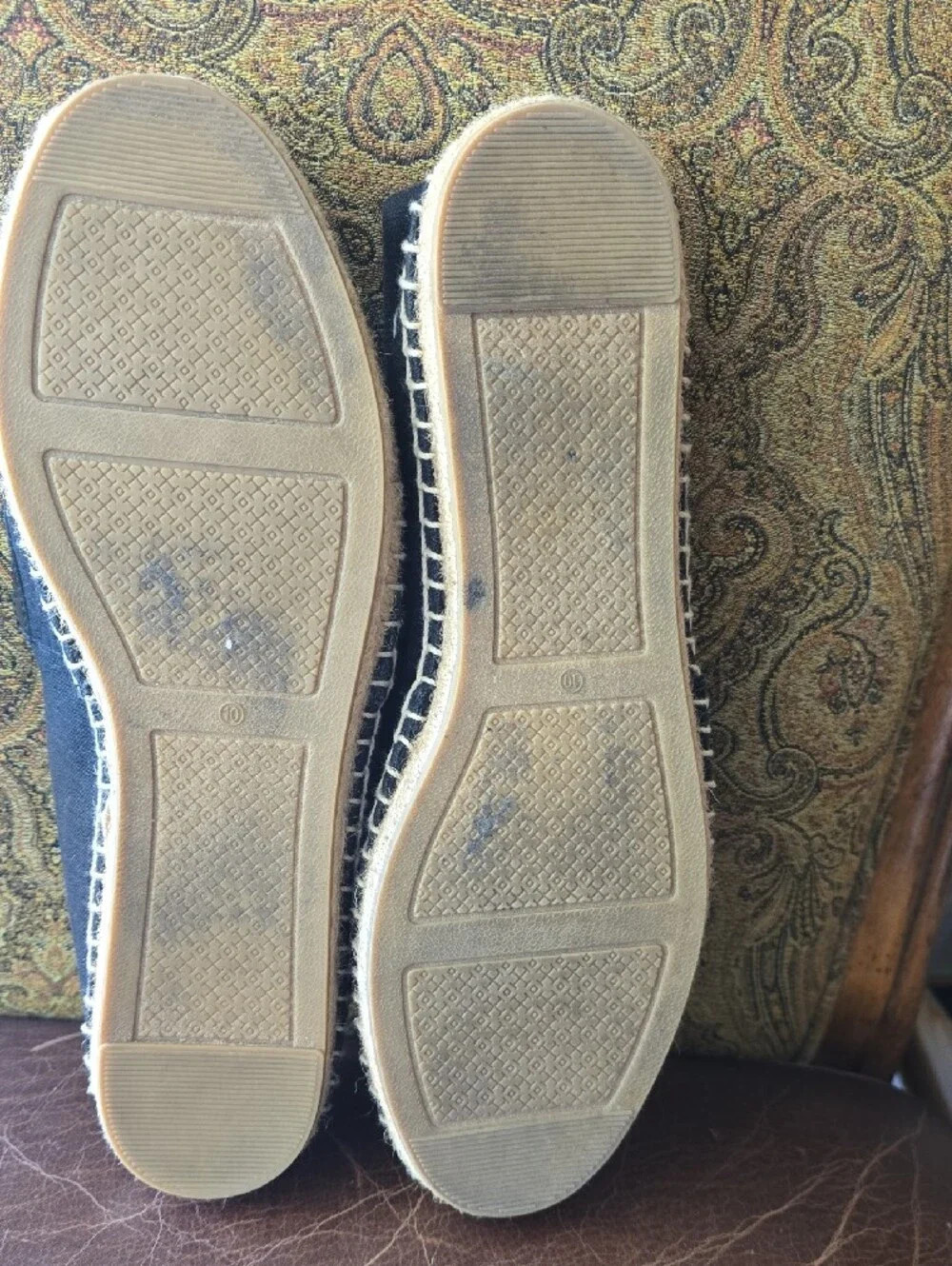 Tory Burch Black Espadrille Flats with Logo Appliqué